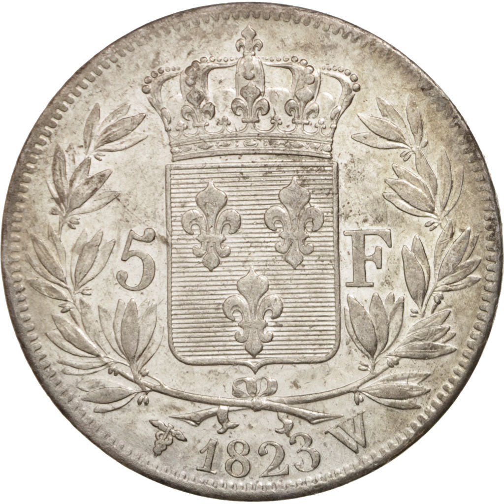 Moneta, Francja, Louis XVIII, Louis XVIII, 5 Francs, 1823, Lille, AU(50-53)