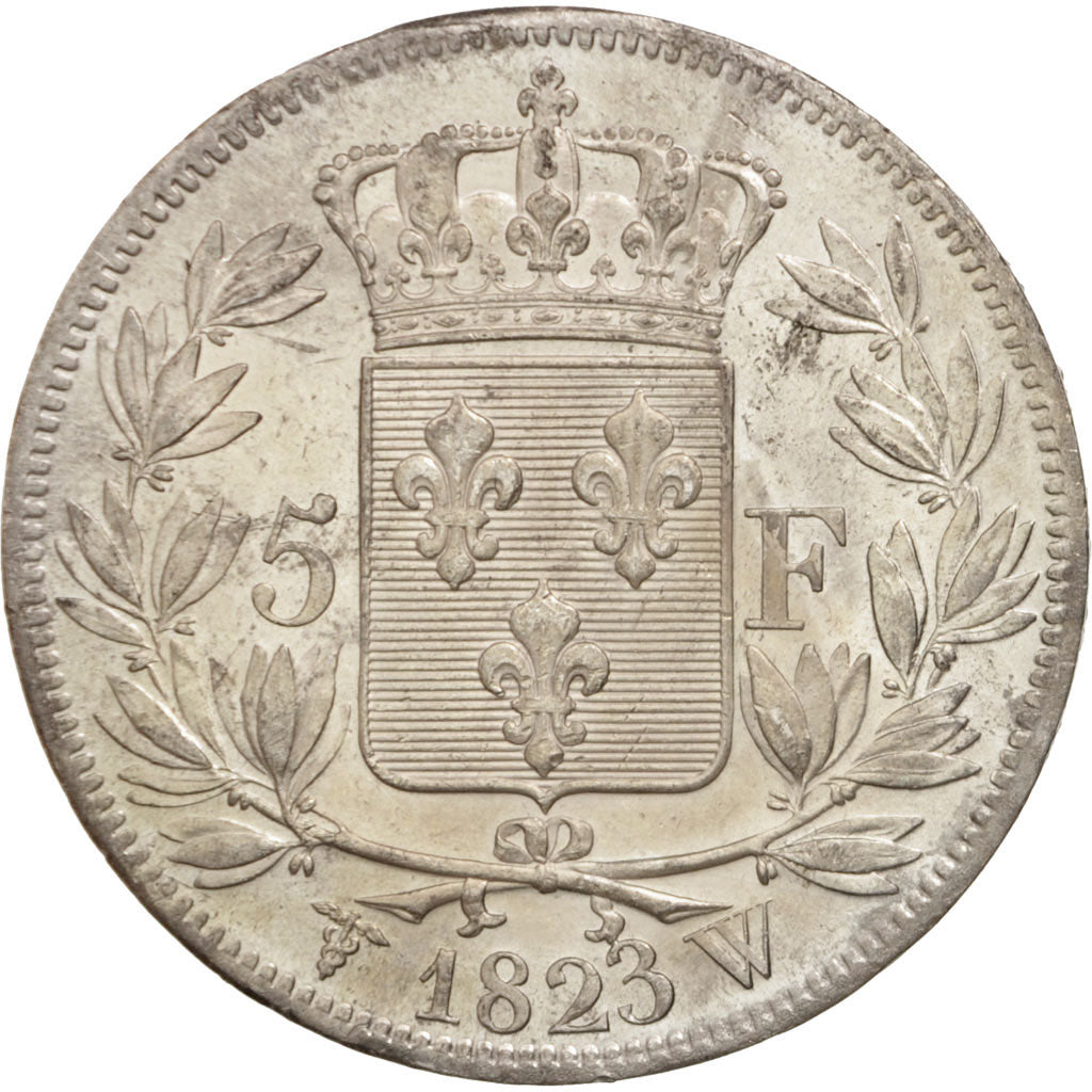Coin, France, Louis XVIII, Louis XVIII, 5 Francs, 1823, Lille, AU(50-53)