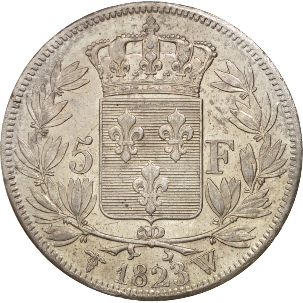 Coin, France, Louis XVIII, Louis XVIII, 5 Francs, 1823, Lille, AU(55-58)