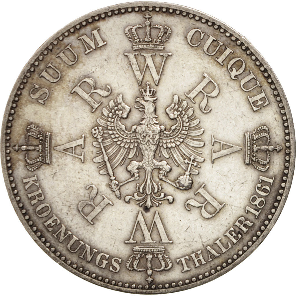 Stati tedeschi, PRUSSIA, Wilhelm I, Thaler, 1861, Berlin, SPL-, Argento, KM:488