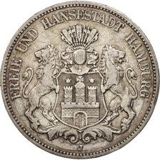 German States, HAMBURG, 5 Mark, 1876, EF(40-45), Silver, KM:598