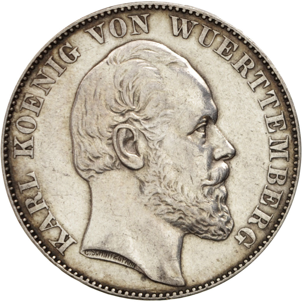 German States, WURTTEMBERG, Karl I, Thaler, 1871, AU(50-53), Silver, KM:620