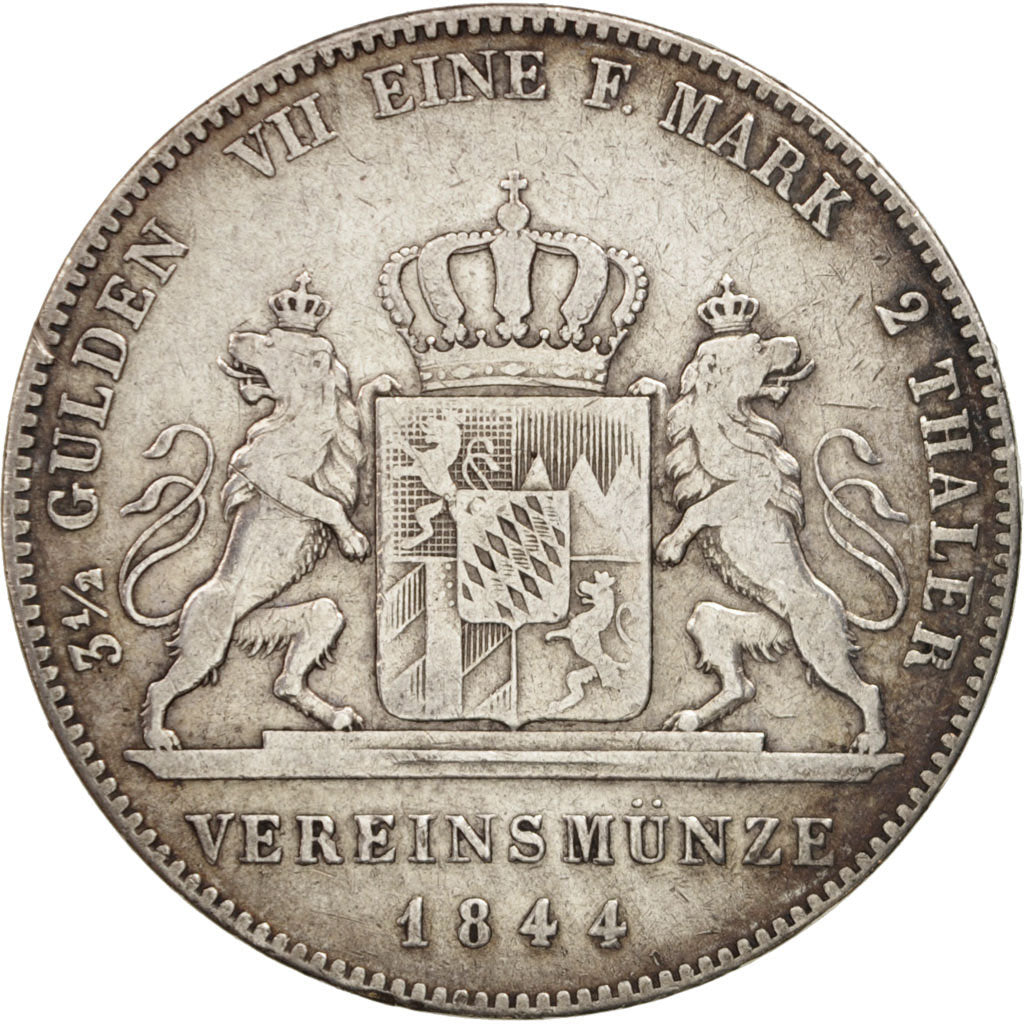 Etats allemands, BAVARIA, Ludwig I, 2 Thaler, 1844, TB, Argent, KM:814