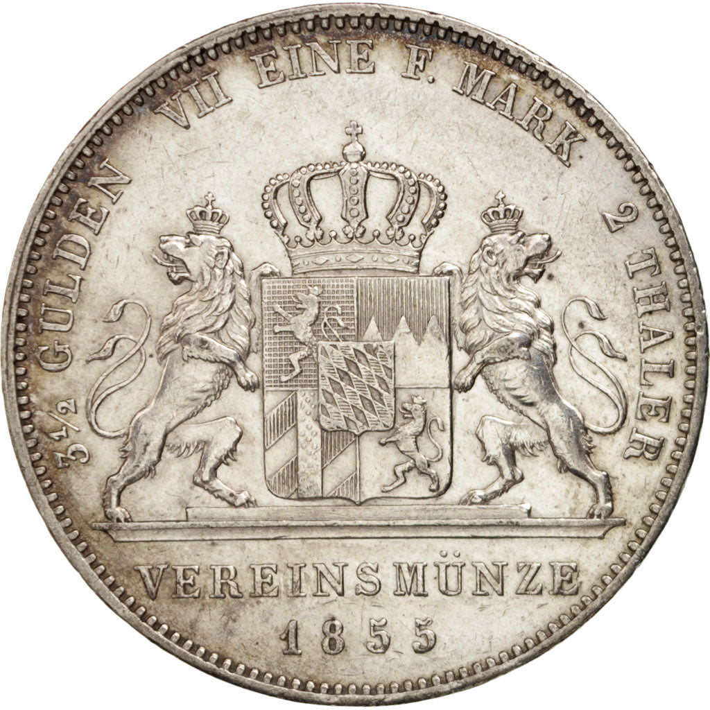 Etats allemands, BAVARIA, Maximilian II, 2 Thaler, 1855, TTB+, KM:837