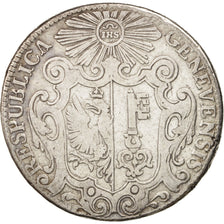 SWISS CANTONS, GENEVA, Thaler, 1723, F(12-15), Silver, KM:69