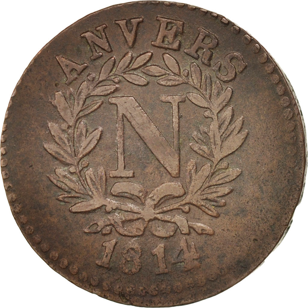 FRENCH STATES, Napoleon I, 5 Centimes, 1814, Antwerp, EF(40-45), Bronze, KM:2.1