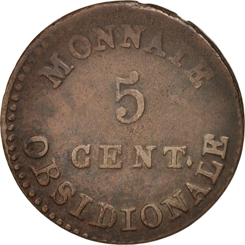 FRENCH STATES, Napoleon I, 5 Centimes, 1814, Antwerp, EF(40-45), Bronze, KM:2.1