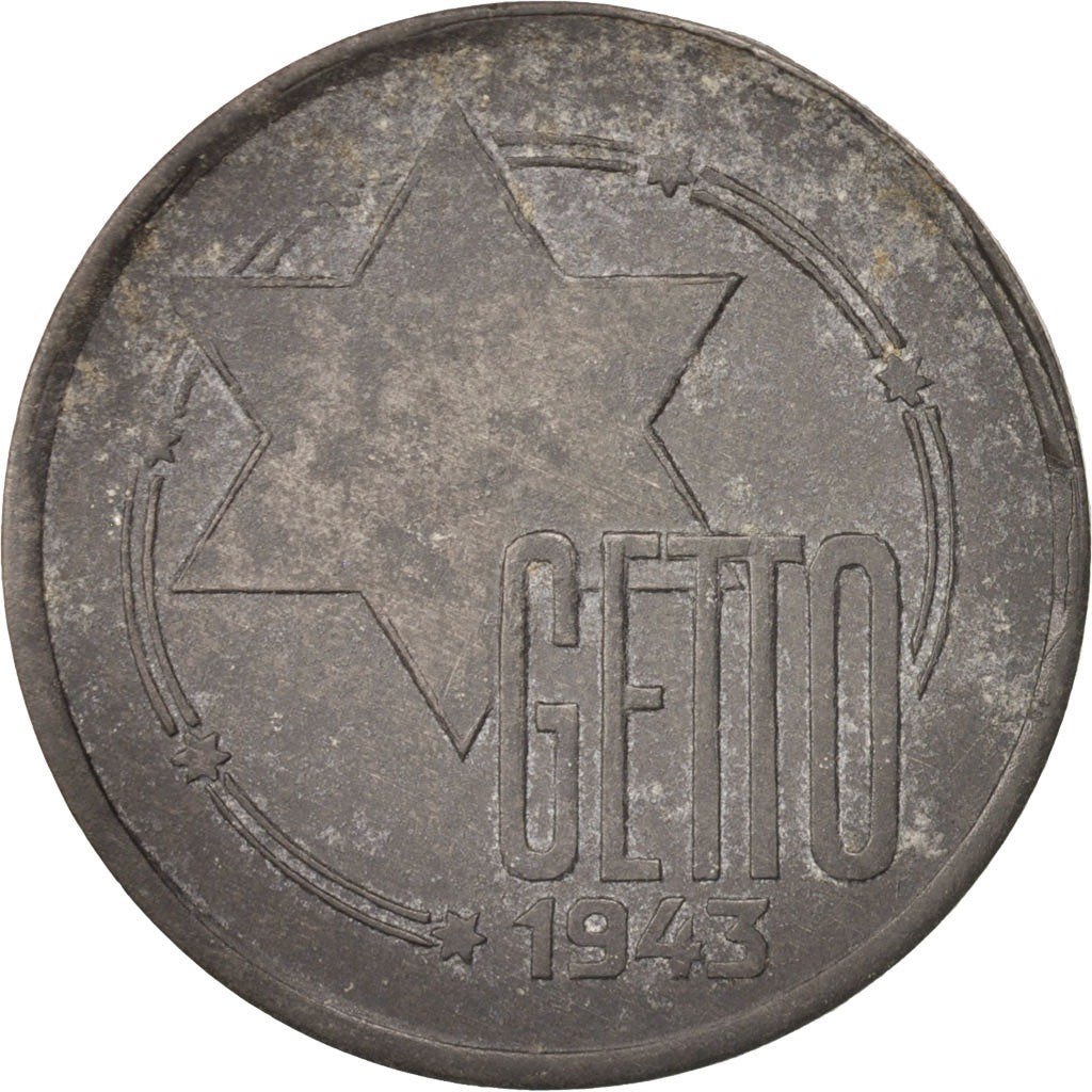 Poland, Ghetto of Lodz, 10 Mark, 1943, AU(50-53), Aluminum, KM:Tn3