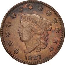 United States, Coronet Cent, 1827, Philadelphia, EF(40-45), Copper, KM:45