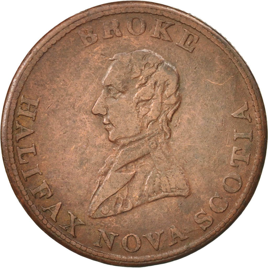 Canada, New Scotland, Broke, 1/2 Penny Token, 1814, VF(30-35), Breton:879