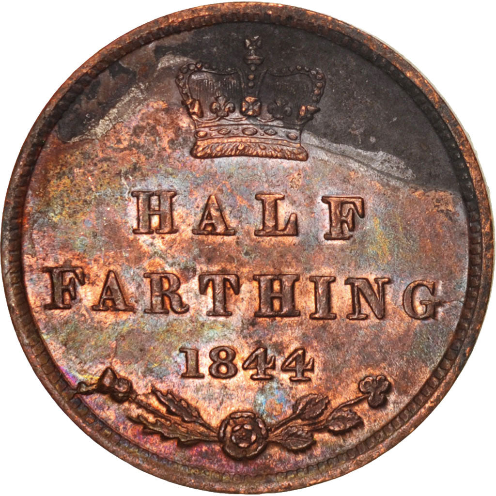 Coin, Great Britain, Victoria, 1/2 Farthing, 1844, MS(60-62), Copper, KM:738