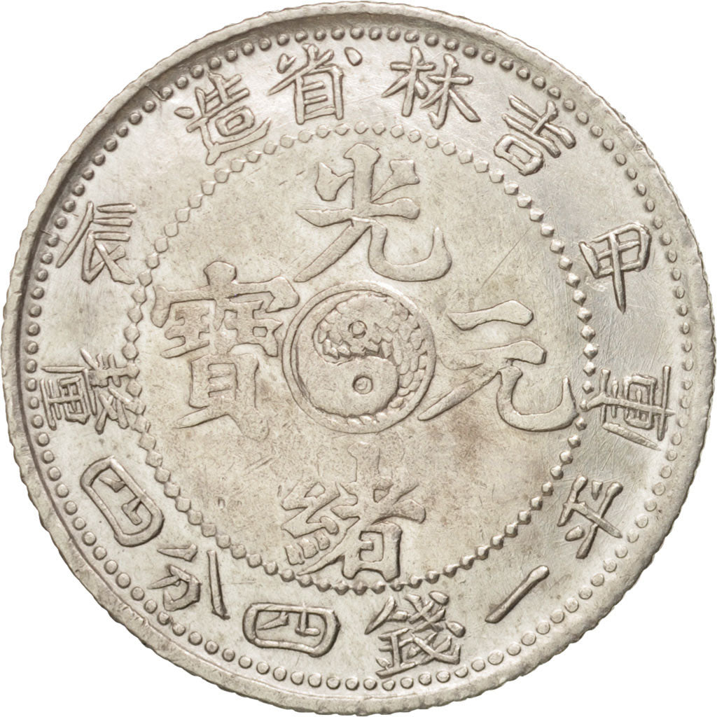Chine, KIRIN PROVINCE, Kuang-hs, 20 Cents, 1904, TTB+, Argent, KM:181a