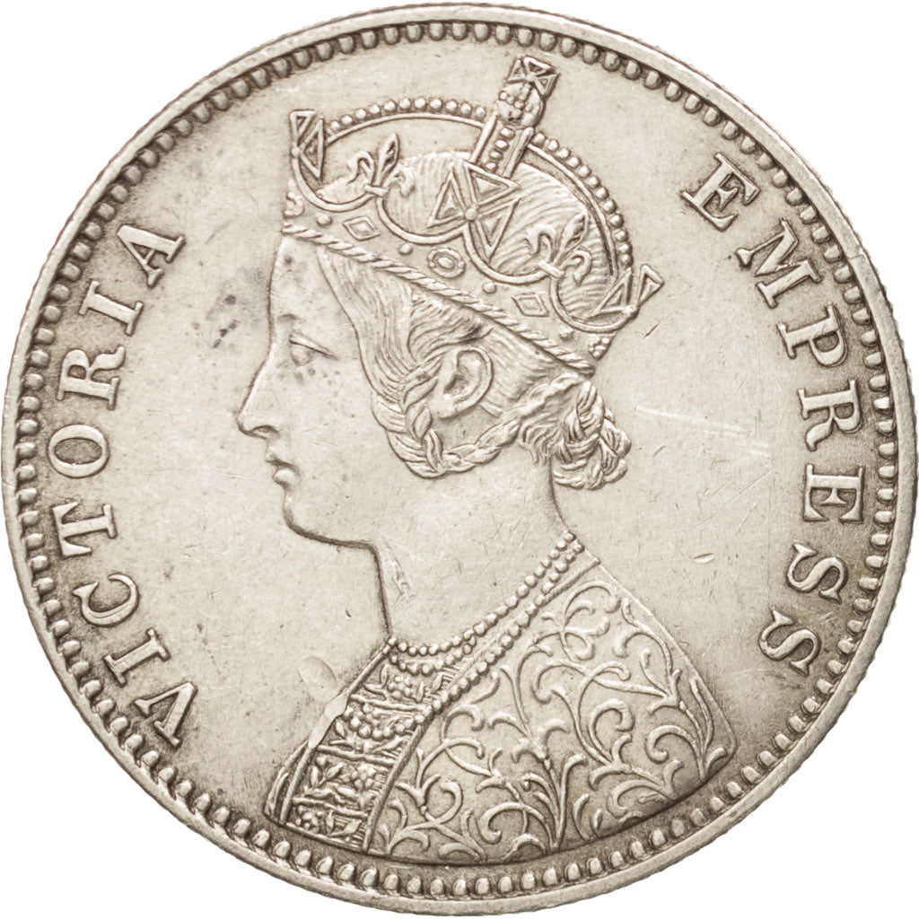 INDIA-BRITISH, Victoria, Rupee, 1892, Calcutta, AU(55-58), Silver, KM:492