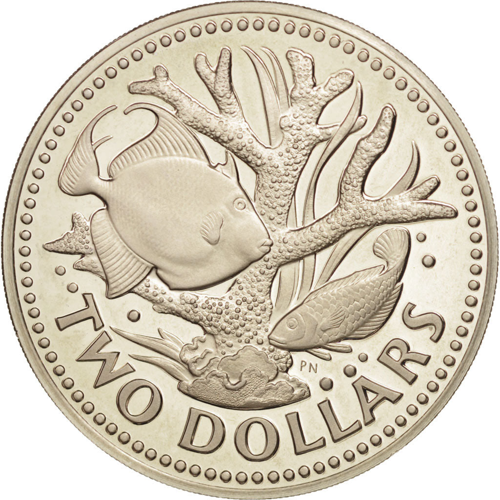 Coin, Barbados, 2 Dollars, 1975, Franklin Mint, MS(65-70), Copper-nickel, KM:15