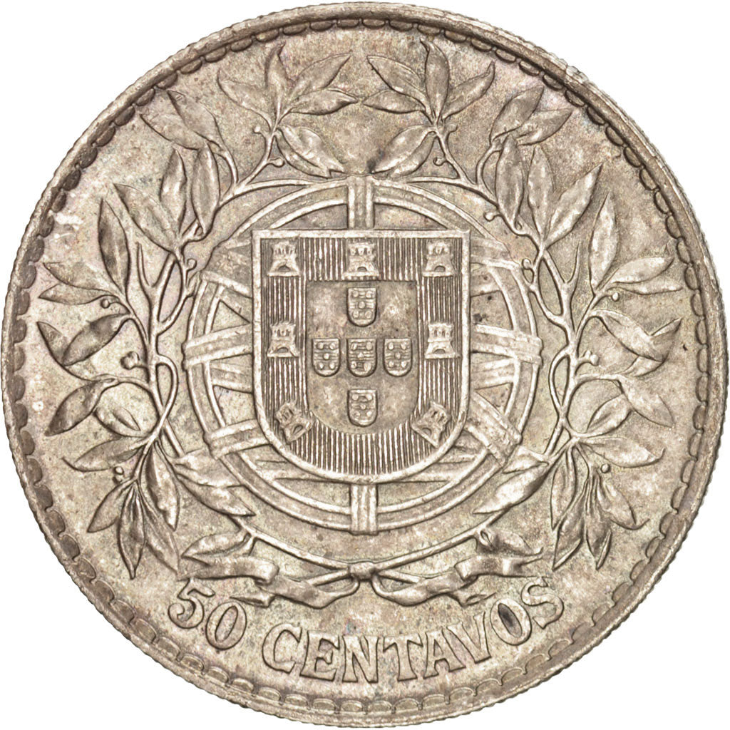 Portugal, 50 Centavos, 1916, AU(55-58), Silver, KM:561