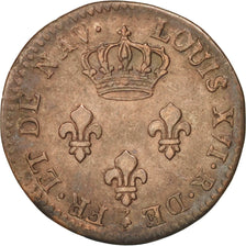 FRENCH GUIANA, 2 Sous, 1789, Paris, EF(40-45), Billon, KM:1, Lecompte:21