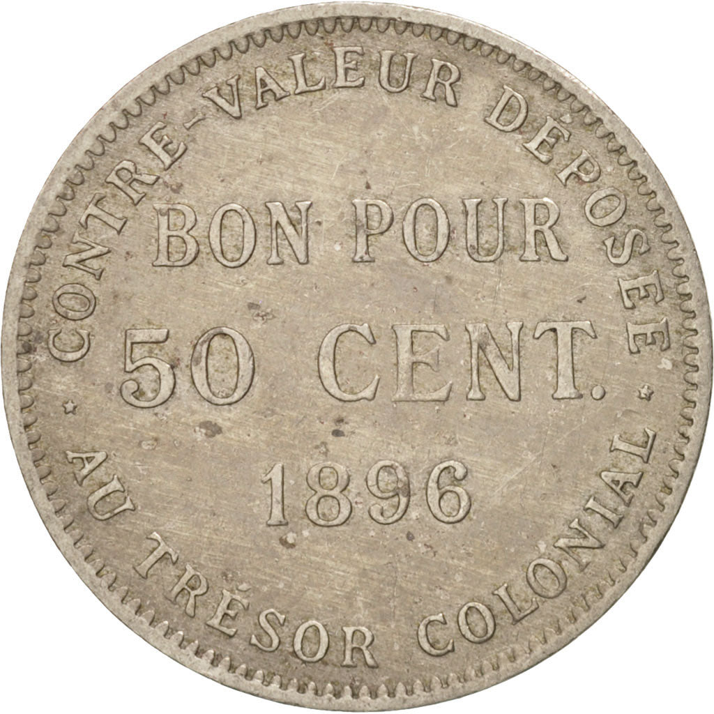 Coin, Réunion, 50 Centimes, 1896, VF(20-25), Copper-nickel, KM:4, Lecompte:41