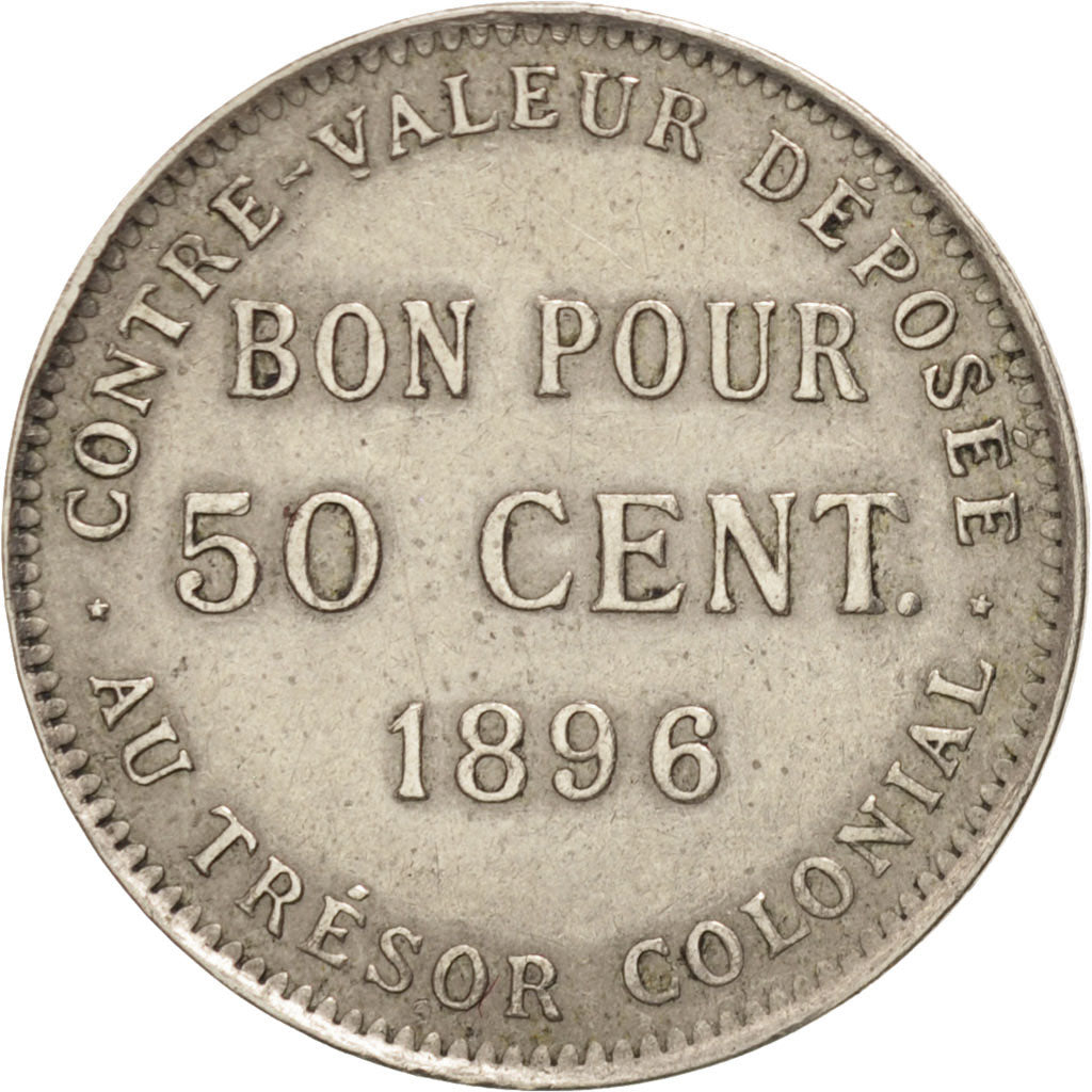 Réunion, 50 Centimes, 1896, VF(30-35), Copper-nickel, KM:4, Lecompte:41