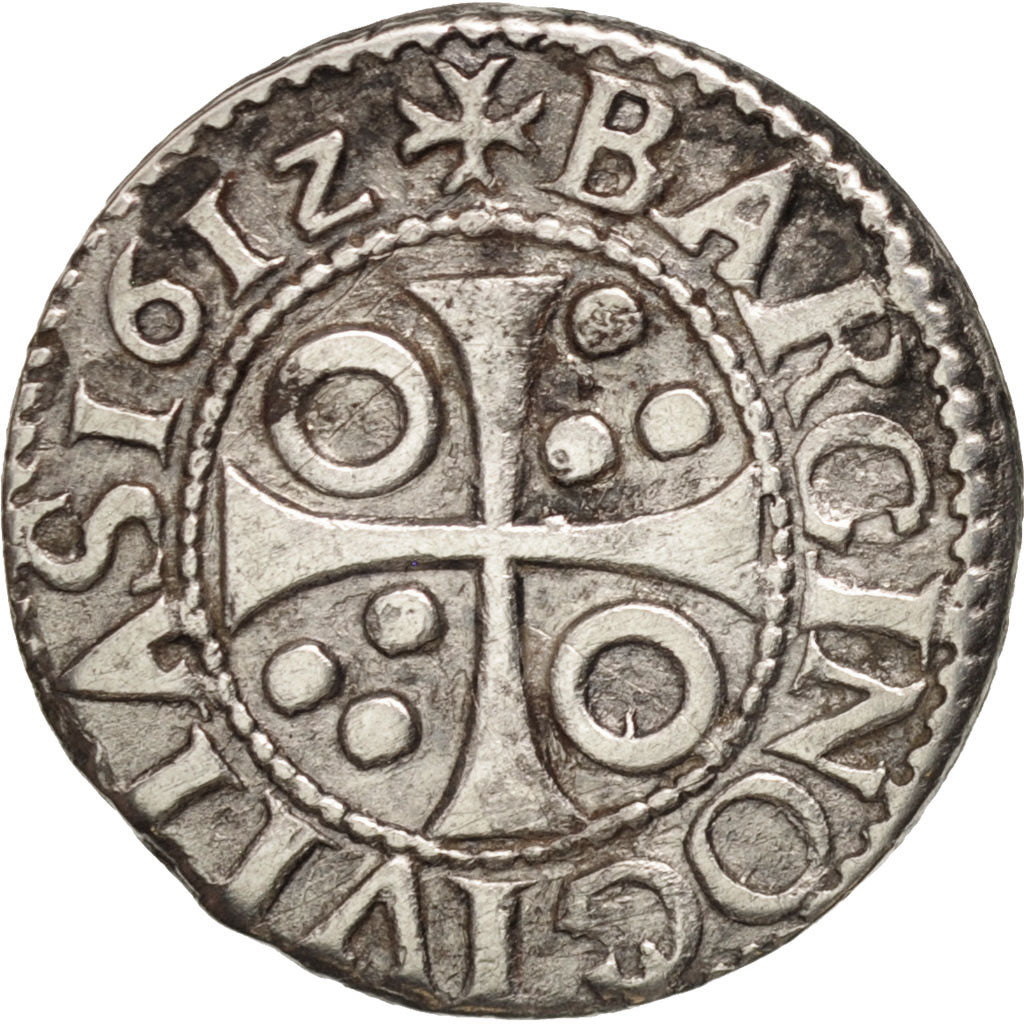 Spain, BARCELONA, 1/2 Real, 1/2 Croat, 1612, Barcelone, VF(30-35), Silver, KM:11
