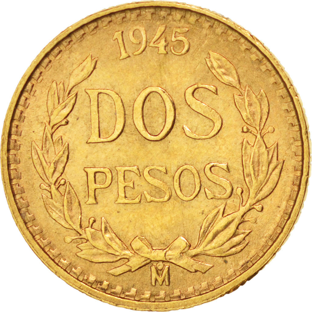 Mexico, 2 Pesos, 1945, Mexico City, MS(60-62), Gold, KM:461