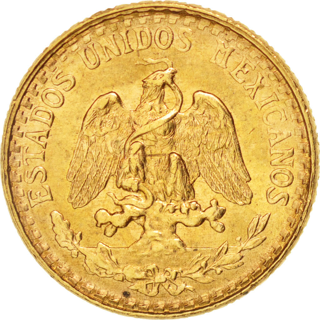 Mexico, 2 Pesos, 1945, Mexico City, AU(55-58), Gold, KM:461