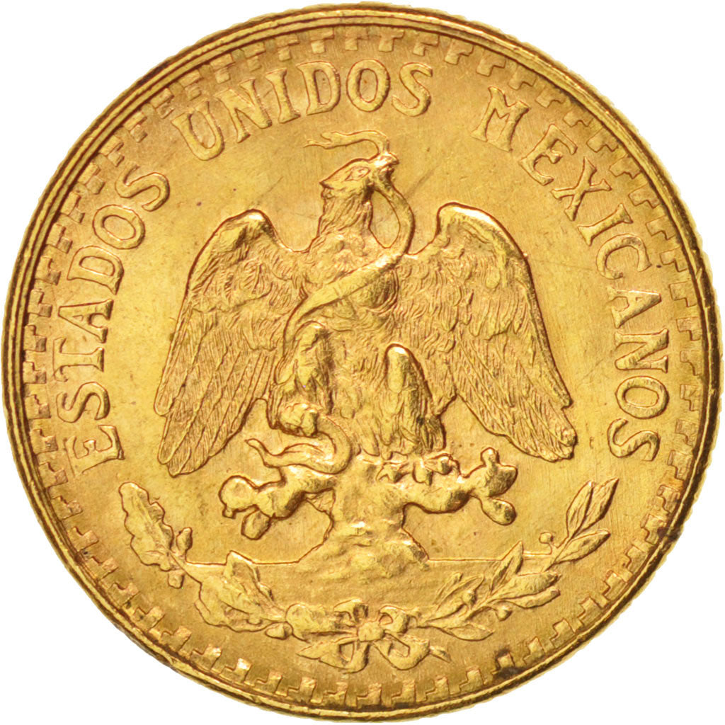 Mexico, 2 Pesos, 1945, Mexico City, AU(55-58), Gold, KM:461