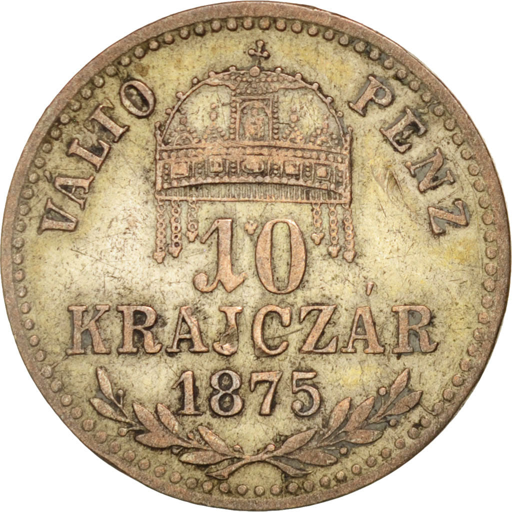 Hungary, Franz Joseph I, 10 Krajczar, 1875, Kremnitz, VF(30-35), KM:451.1