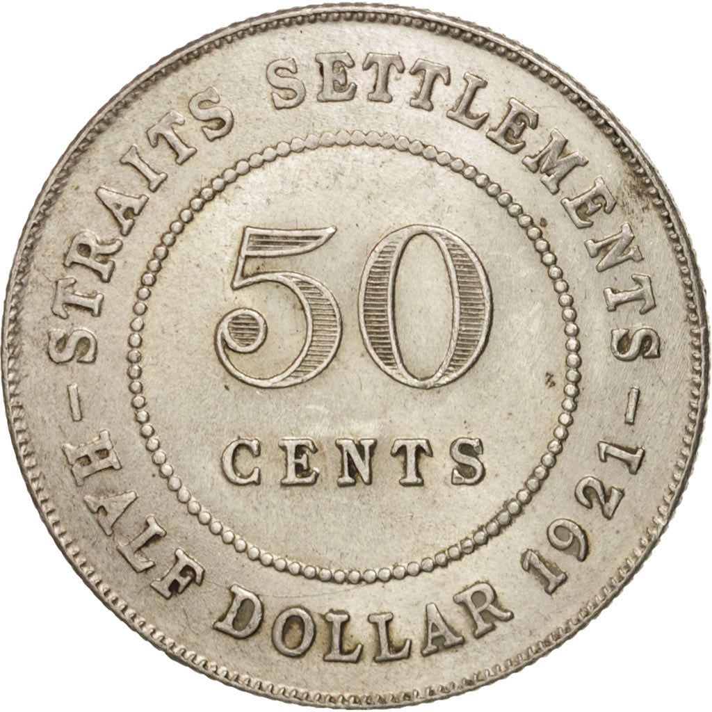 Coin, Straits Settlements, George V, 50 Cents, 1921, MS(60-62), Silver, KM:35.1