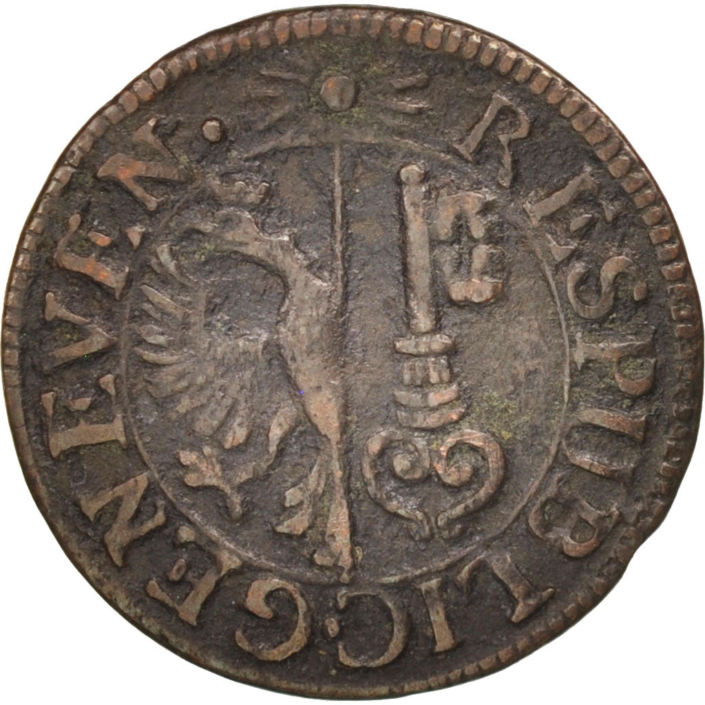 SWISS CANTONS, GENEVA, 6 Deniers, 2 Quarts, 1765, VF(30-35), Billon, KM:79