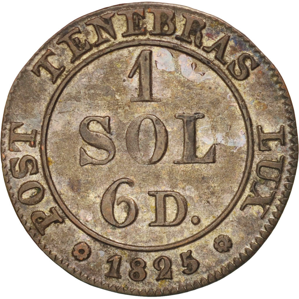 SWISS CANTONS, GENEVA, 1-1/2 Sol, 1825, EF(40-45), Billon, KM:121