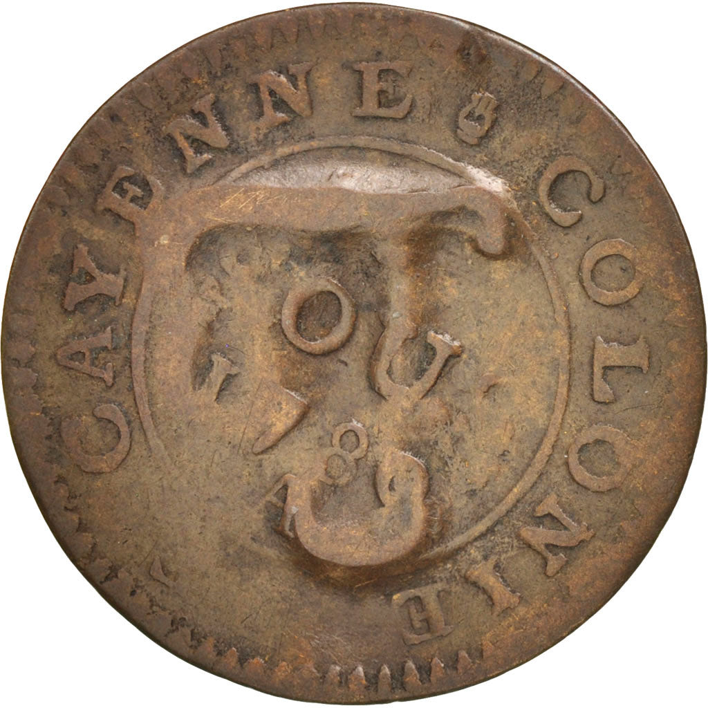 TOBAGO, 2-1/4 Pence, VF(30-35), Billon, KM:6, Lecompte:6