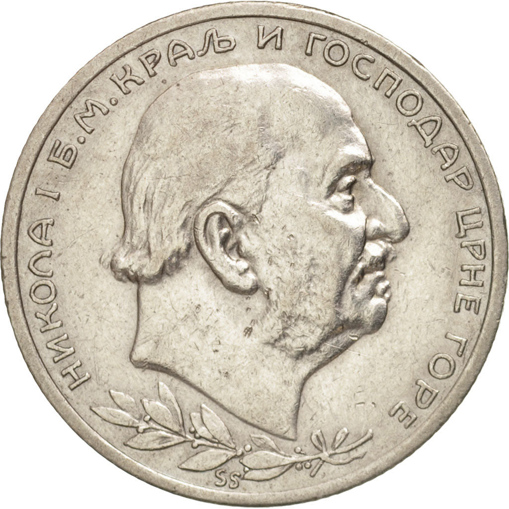 Montenegro, Nicholas I, Perper, 1912, AU(50-53), Silver, KM:14