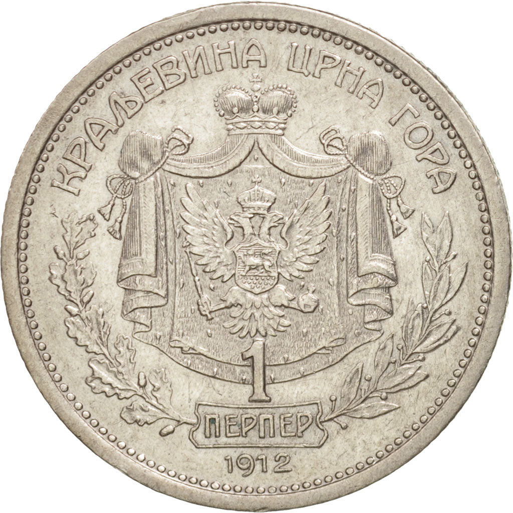 Montenegro, Nicholas I, Perper, 1912, AU(50-53), Silver, KM:14