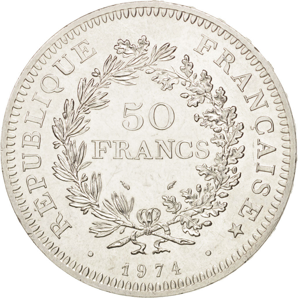 Coin, France, Hercule, 50 Francs, 1974, MS(60-62), Silver, KM:941.2