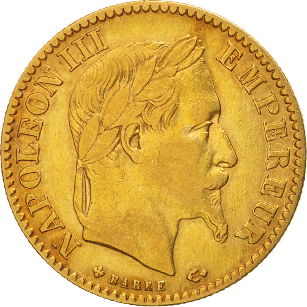 France, Napoleon III, 10 Francs, 1866, Strasbourg, EF(40-45), KM:800.2