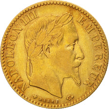 France, Napoleon III, 10 Francs, 1866, Strasbourg, EF(40-45), KM:800.2
