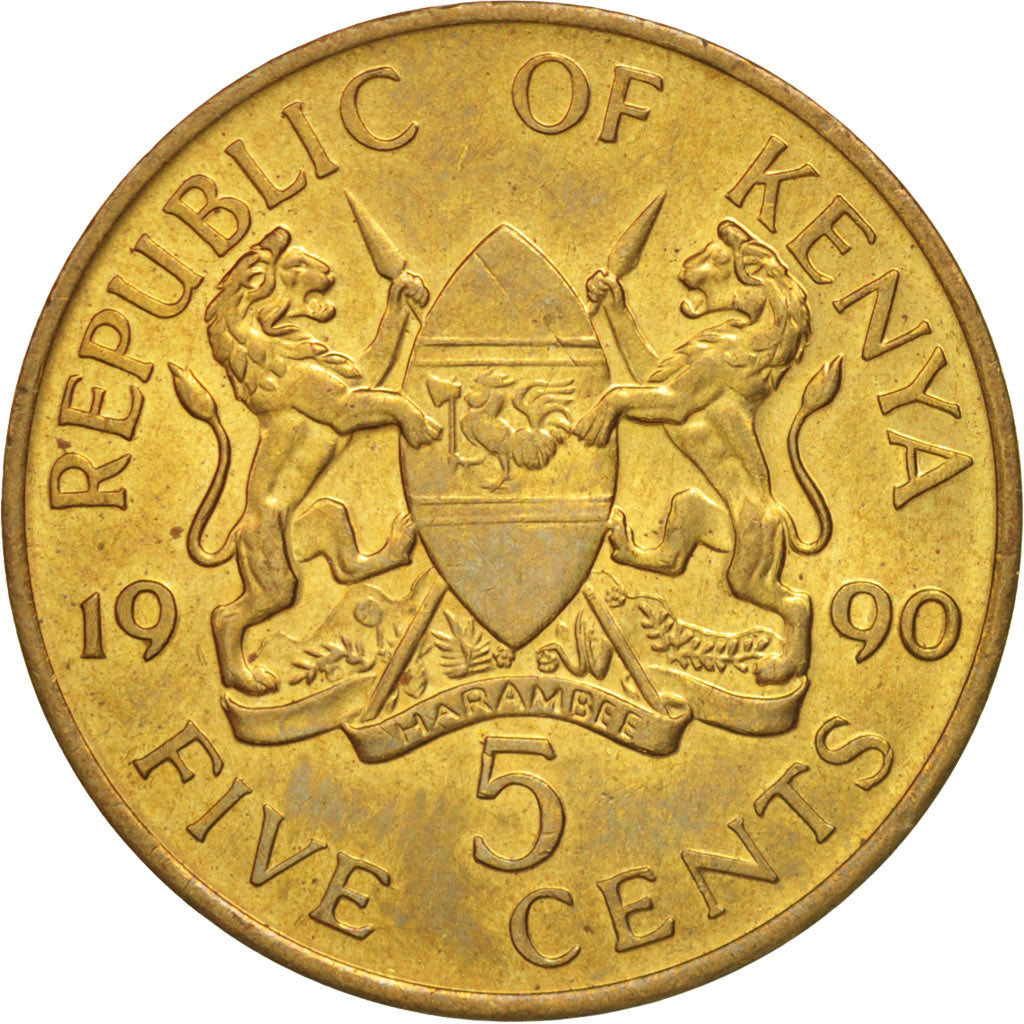 Moneta, Kenya, 5 Cents, 1990, British Royal Mint, SPL, Nichel-ottone, KM:17