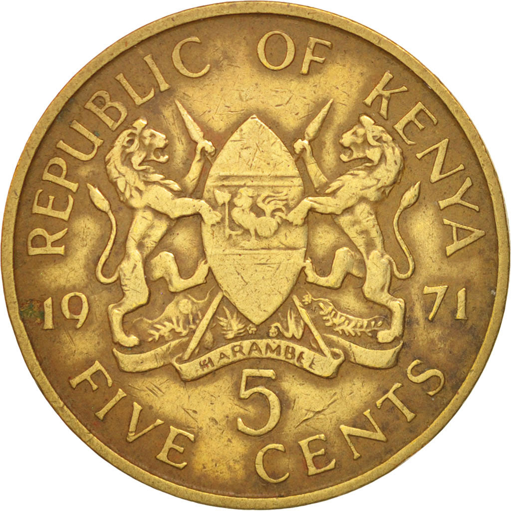 Kenya, 5 Cents, 1971, VF(30-35), Nickel-brass, KM:10