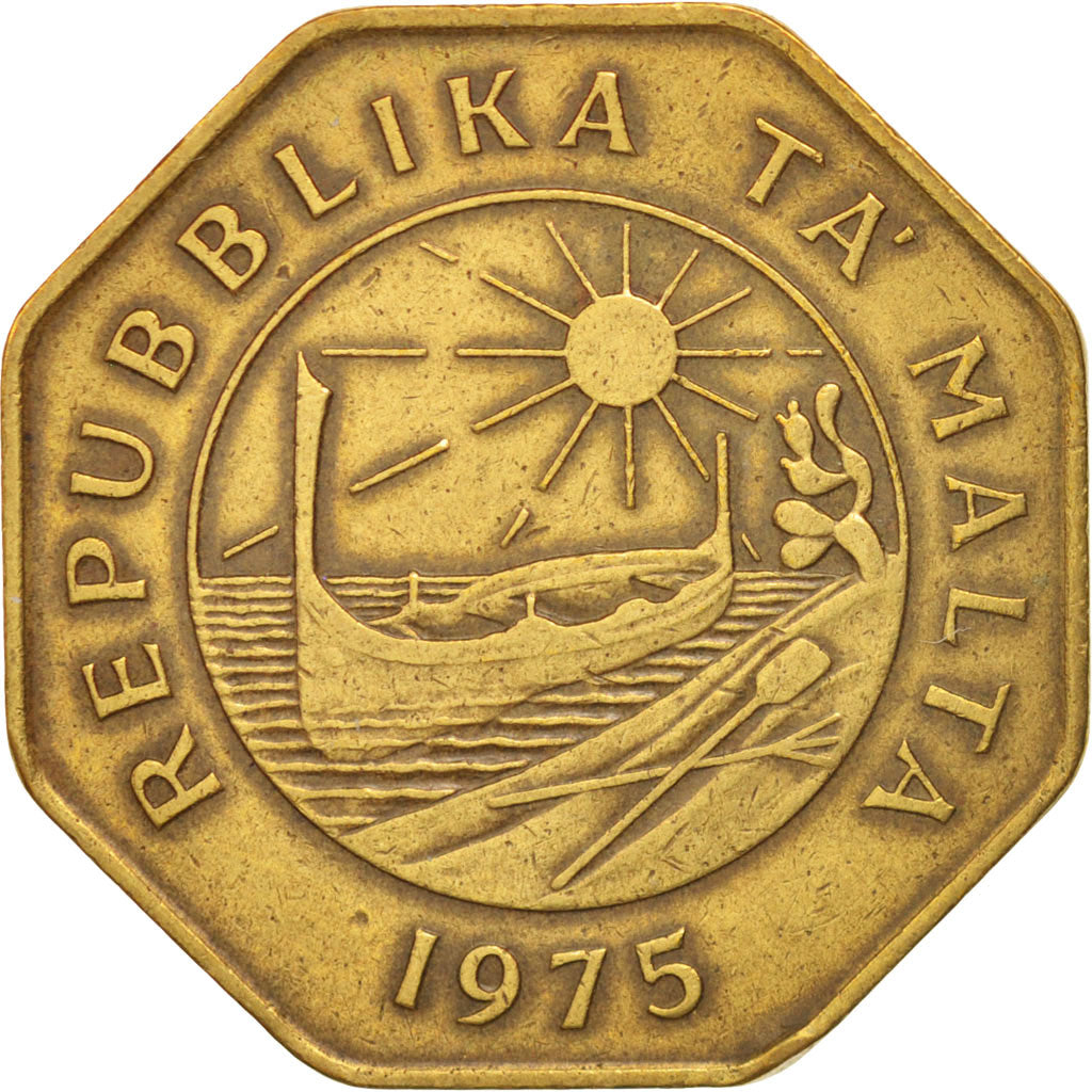 Malta, 25 Cents, 1975, EF(40-45), Brass, KM:29