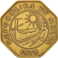 Malta, 25 Cents, 1975, EF(40-45), Brass, KM:29