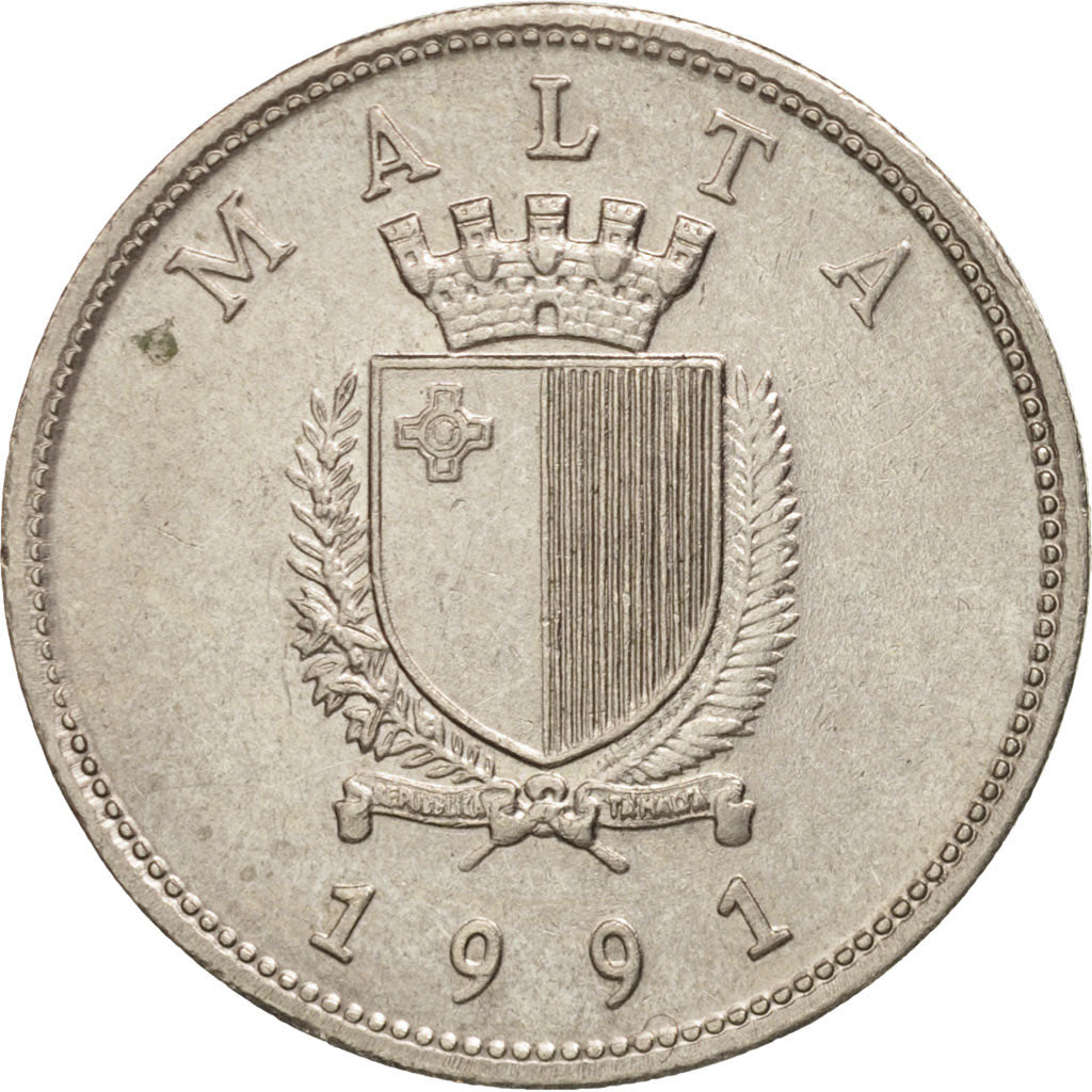 Münze, Malta, 25 Cents, 1991, Franklin Mint, VZ, Copper-nickel, KM:97