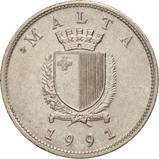 Coin, Malta, 25 Cents, 1991, Franklin Mint, AU(55-58), Copper-nickel, KM:97