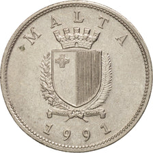 Münze, Malta, 25 Cents, 1991, Franklin Mint, VZ, Copper-nickel, KM:97