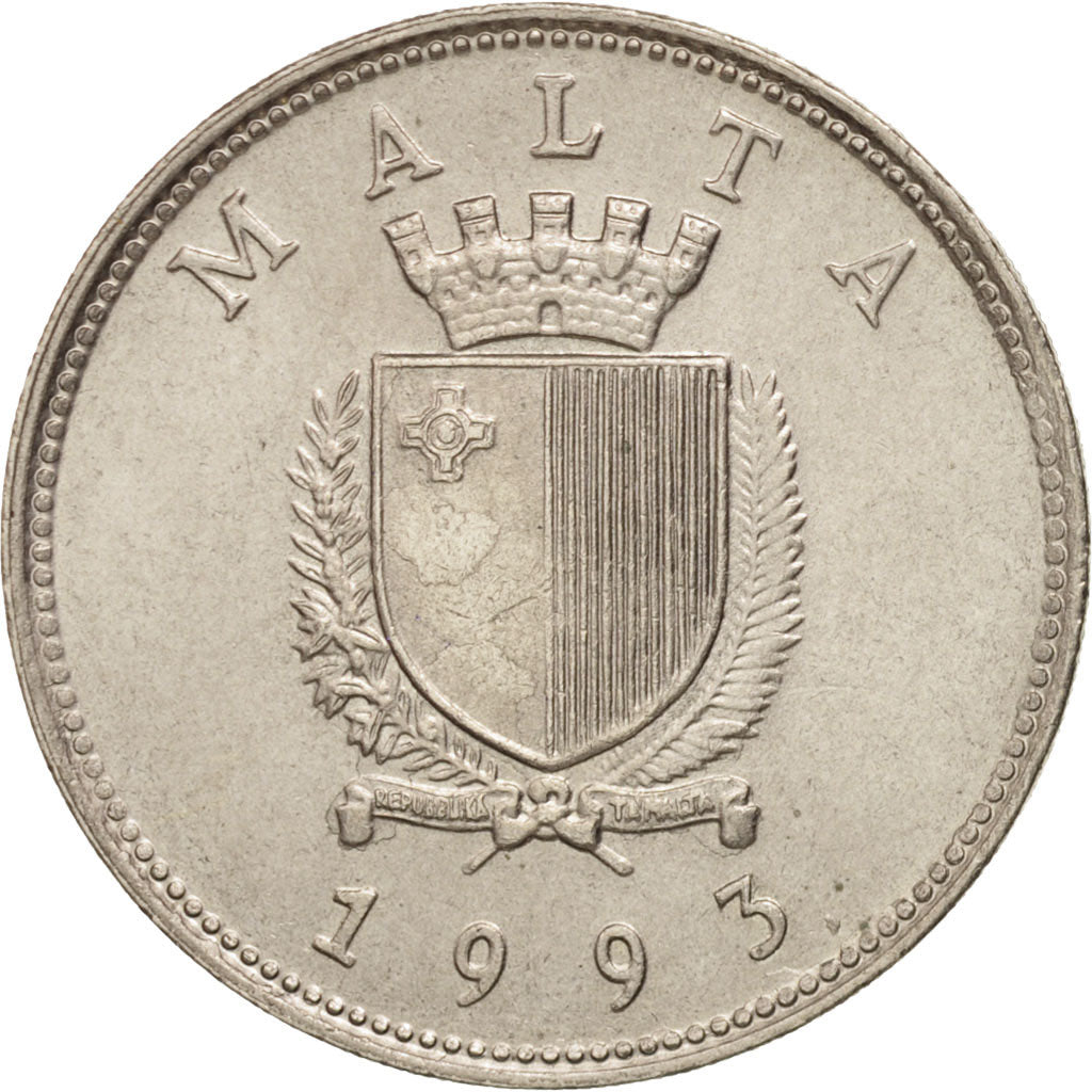 Malta, 25 Cents, 1993, Franklin Mint, MS(60-62), Copper-nickel, KM:97