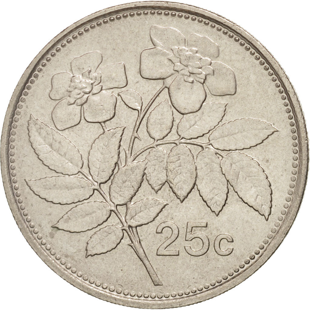 Malta, 25 Cents, 1993, Franklin Mint, MS(60-62), Copper-nickel, KM:97