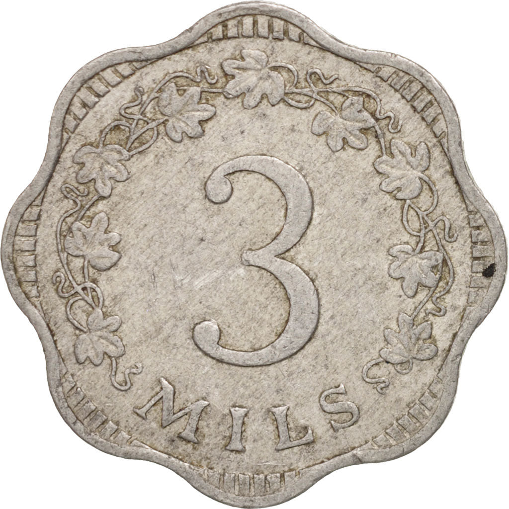 Coin, Malta, 3 Mils, 1972, British Royal Mint, EF(40-45), Aluminum, KM:6
