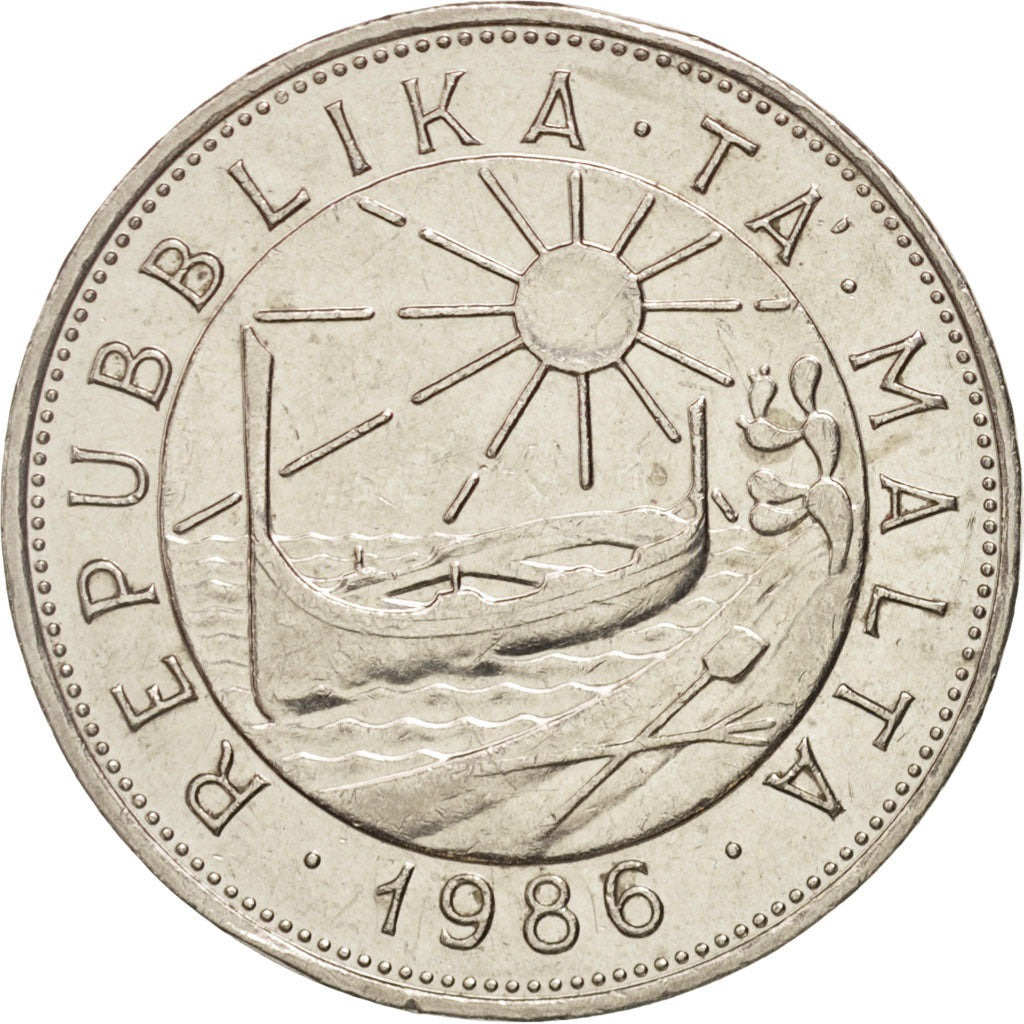 Munten, Malta, Lira, 1986, PR, Nickel, KM:82