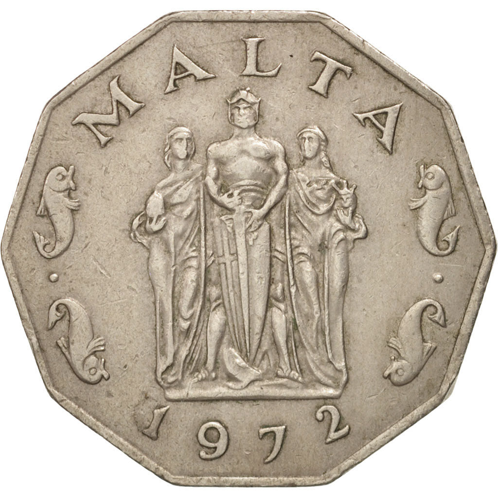 Coin, Malta, 50 Cents, 1972, British Royal Mint, AU(50-53), Copper-nickel, KM:12