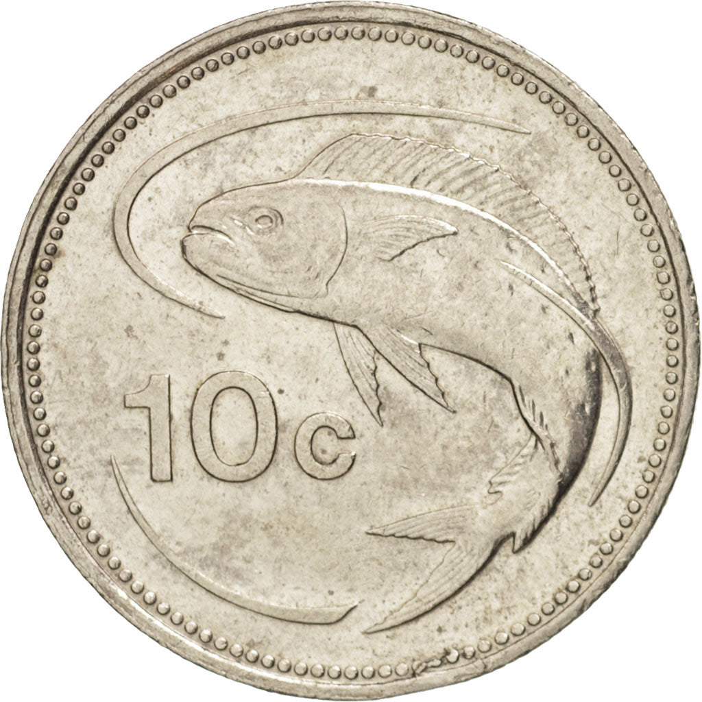 Coin, Malta, 10 Cents, 1991, MS(60-62), Copper-nickel, KM:96