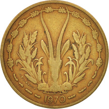 Moneda, Estados del África Occidental, 25 Francs, 1970, BC+, Aluminio - bronce